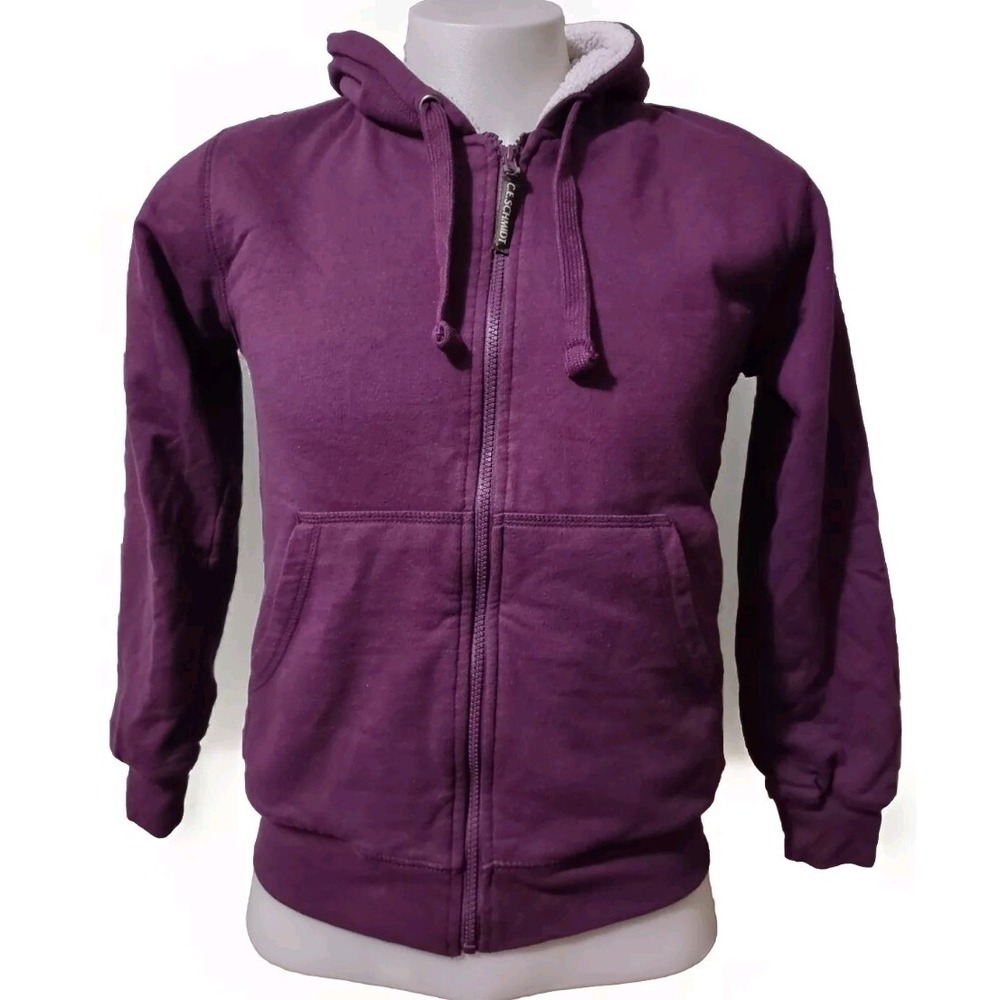 CE Schmidt Hoodie Womens Size Small Fleece Sherpa Lined Full Zip Jacket Pockets